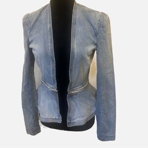 Rebecca Taylor Light Blue Denim Peplum Jacket 4 Boho Coastal City Chic Sexy